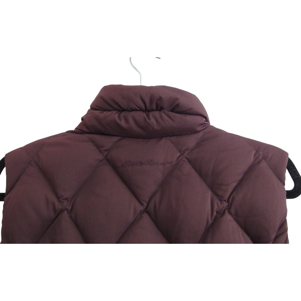Eddie Bauer EB650 Down Womens vest Tall Large Brown Full Zip Snap Puffer Light - Picture 4 of 6